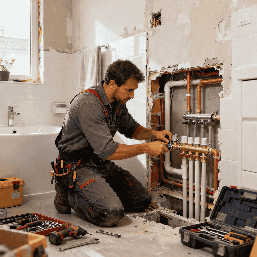 Travaux de plomberie pour salle de bain clé en main aux Arcs