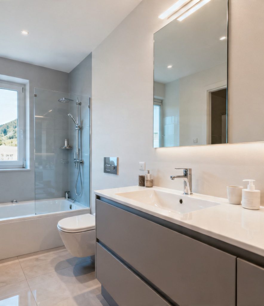 Salle de bain moderne rénovée à Les Arcs
